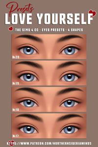 | northernsiberiawinds | ts4cc | sims 4 cc | female | male | face detail | maxis match | female eyes presets n17-n20 | female nose presets n43-n51 | female mouth presets n54-n62 | ears presets n4-9 | cheeks presets n1-4 | female lips presets | child presets |