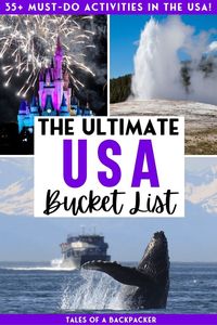 Click to read our Bucket List USA Travel Guide: There are so many amazing things to do in the USA, but here are a few of my favourites for the ultimate USA bucketlist! From whale watching to road tripping on the Route 66, this US bucketlist has it all! Check out our tips for the best places to visit in the USA, including top US attractions and bucket list activities in the USA for you to choose from. Plan your epic US trip today with these must-visit US travel destinations