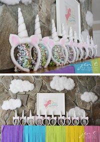 Unicorn Birthday Party Ideas - Rainbow Party Decor and DIY Unicorn Headbands - JenTbyDesign.com