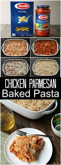 Chicken Parmesan Baked Pasta - an easy casserole recipe perfect for holiday meals and potlucks with @BarillaUs pasta and sauce | SnappyGourmet.com #ad