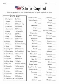 50 States and Capitals Worksheet