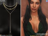 This is a stunning set of emerald-cut diamond studded layered necklaces! This has 1 long diamond-beaded lariat necklace, 1 medium herringbone diamond pendant necklace, and 1 diamond-studded chain choker.  21 Metal Tones + 2 Diamond Colors + 8 Prism Swatches New Mesh by Me Custom Thumbnail HQ Mod Compatible Has Morphs  Enjoy!  ---- All CC used in the preview is credited in the Creator Notes section! ----  + + This item has 8 extra swatches made to work with the Color Slider Mod by thepancake1 ...