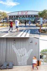 Designed by RSM Design / Wayfinding and signage design for The Hangar foodhall in Long Beach, California. Architectural Graphics. Experiential Signage. wayfinding consultants. Architectural Graphics Wayfinding. Experiential signage. Architectural graphics wayfinding. Architectural Wayfinding design. Architectural sign design. Food Hall signage design. Food Hall design spaces.wayfinding and signage design. wayfinding graphic design.