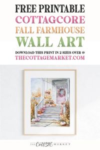 Add cozy cottagecore charm to your home with our Free Printable Fall Farmhouse Wall Art! Perfect for bringing autumn vibes indoors. 🍂🏡💛  Hi there friends! Feeling in the Pink today? Well we are and by popular demand we have a version of our other popular Farmhouse Fall Porch Free Printable… this time it is a Free Printable Cottagecore Fall Farmhouse Wall Art Creation that is pretty in pinks! I really think you are going to enjoy the soft colors and the Cottage feel! Fall does not only come in oranges, yellows and browns! Pink has its place in many home decor styles and we certainly don’t want to leave those friends out!  It would look great added to your Gallery Wall, hanging on its own, displayed in a beautiful Vignette, Framed and place on a side table or shelf and the list goes on...