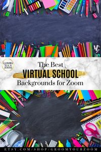 Want to change your environment or cover your messy room during virtual school? This zoom background pack includes 4 digital backdrops full over color and school supplies. You will be the talk ofthe virtual class. Click to get these quality zoom backgrounds. #zoombackground #onlineschool #zoomschool #schoolsupplies #backtoschool