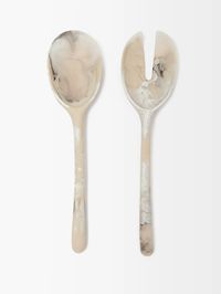 Stone marbled-resin salad servers