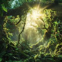 Resolution: 4000 x 4000 pixels at 300 dpi. Immerse yourself in the enchanting beauty of our Mystical Jungle Illustration. This digital nature art piece brings to life a captivating forest scene with lush greenery and beams of sunlight filtering through the trees. Perfect for digital art prints, wall decor, or as a unique addition to your collection of fantasy illustrations. Instantly download this stunning clipart to enhance your creative projects and bring the magic of the forest into your spac