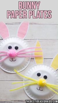 BUNNY PAPER PLATES 🐰 - such a cute Easter craft for kids! #bestideasforkids