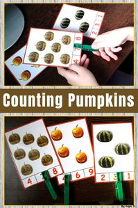 Your students will LOVE this fabulous clip cards for Fall and Halloween! They will learn counting up to 10 in a fun way! This activity words great for kindergarten, preschool and children with special needs. #fall #Halloween #clipcards #teaching #math #pumpkins