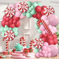 PRICES MAY VARY. VALUABLE PACK: Package including 128pcs balloons, 2pcs 18" pastel pink balloons, 30pcs 10'' pastel pink balloons, 30pcs 10" pastel green balloons, 30pcs 10" red balloons, 10pcs 5" pastel pink balloons, 10pcs 5" pastel green balloons, 10pcs 5" red balloons, 5pcs candy mylar balloon, 1pcs 27in candy cane balloon, 1 roll of 16ft arch balloon strip tape, 1pcs balloon tying tools, 1 roll of dot glue, in total 132 pieces. PREMIUM MATERIAL: Our balloons are made of high-quality latex, durable and beautiful. Non-toxic and eco-friendly. Strong and durable. Note: We recommend blowing the balloons to slightly smaller than their intended size. Inflate slowly to make the balloon expand from 80% to 90%. Do not fill it too much to prevent bursting. MULTI-COLOR and SIZE: This beautiful Ch