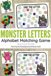 Enhance your child's literacy skills with the ABC Monster Game! This fun and engaging letter matching game is perfect for home or classroom settings. Feed the friendly monster by creating words and spelling items on game cards. Perfect for early readers and writers. Get ready for hours of educational fun! #ABCMonsterGame #LiteracyLearning #PreschoolEducation #EducationalGames #HolidayLearning