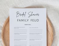 Bridal Shower Family Feud Game With Fast Money Round, Bridal Shower Games, Minimalist Printable Bachelorette Game, Instant Download - Etsy