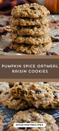 Embrace the flavors of fall with these Pumpkin Spice Oatmeal Raisin Cookies! 🍁🍪 Packed with pumpkin, warm spices, oats, and plump raisins, these cookies are the ultimate autumn indulgence. Bake a batch and savor the seasonal goodness! #FallBaking #PumpkinSpice #myskinnyrecipes