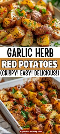 Crispy Oven Roasted Red Potatoes • These Crispy Oven Roasted Red Potatoes with garlic are the perfect side dish! Easy to make and delicious, they’re sure to be a hit.