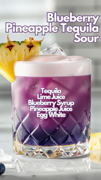 This drink is perfect for a warm day and combines the tangy taste of blueberries and pineapple with the kick of tequila. Enjoy your Blueberry Pineapple Tequila Sour responsibly! #blueberrypineappletequilasour #cocktail