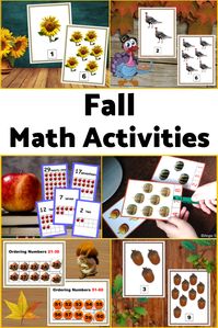 Lots of counting activities for fall, some clip cards and posters for classroom decor. These are perfect for young learners, Kindergarten, and children with autism. So bright and colorful, so fun and engaging! #fall #math