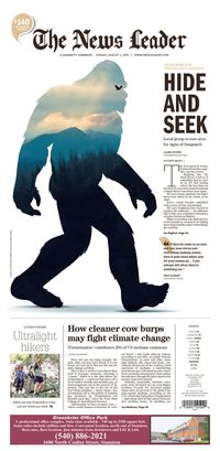 The News Leader, Front page of the day #newsdesign #design #newspaper #sasquatch