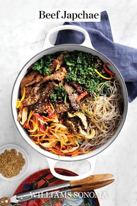 Japchae is the perfect Korean dish to serve at a big gathering, making it a great choice for a Lunar New Year celebration. This stir-fry favorite from Esther Choi, chef of Mokbar and Ms. Yoo in New York City, uses glassy sweet potato noodles that absorb the flavors of the beef, soy and sesame while retaining their unique texture. The beef can be substituted with shrimp, pork or even just more veggies.