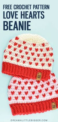 Are you looking to  hook an adorable hat? This fitted Crochet Hearts Beanie is the cutest and easy enough for beginners!