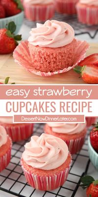 This strawberry cupcakes recipe creates pink cupcakes just like the box. They are fluffy, moist, and made from scratch with strawberry jam for a nice fruit flavor.