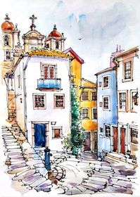 Lisbon cityscape, Travel Sketch | #europeantravel #travelineurope #europetrip #exploreeurope #europeancities #besteuropeandestinations #europeanholiday #europetour #europetraveltips #europeanlandmarks #europesightseeing