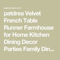 patdrea Velvet French Table Runner Farmhouse for Home Kitchen Dining Decor Parties Family Dinners Wedding 12"*63"