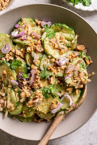 Miso Cucumber Salad with Shallot and Roasted Peanuts - Healthy Little Vittles