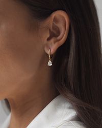 These beautiful huggie hoop earrings are perfect for a cocktail party, wedding day or for every day. They feature a unique crystal drop design and are high quality sterling silver with 18k gold finish. 18k Gold finish / Rhodium finish Huggie Hoop diameter: 10mm 2.4cm length, 0.8cm width  Hypoallergenic (lead and nickel free) *Earrings come as a pair*  These come in a signature black Copper Lane Gift Co. case. *Due to hygiene reasons earrings cannot be returned*