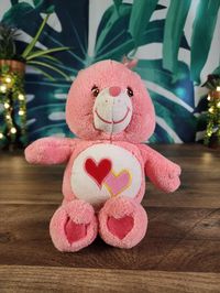 Love a Lot Care Bear w/Musical Chime Inside, Soft Plush Care Bear Pink Double Heart Doll, Made in Hong Kong by MyNostalgicLife on Etsy