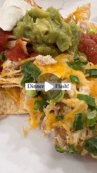 Tamara Auster TheGirleyMom Lifestyle Travel Home on Instagram: "Dinner in a flash!  You'll love how fast this dinner comes together.   Rotisserie Chicken Nachos  Tortilla Chips  Rotisserie Chicken (while it's still warm from grocery store the meat will pull easily away from bones. Using a knife or hand mixer chop or shred chicken) Mexican Shredded Cheese Green Onions chopped   Store Bought Condiments  Salsa Sour Cream  Guacamole   -On rimmed Baking sheet layer chips cheese chicken more cheese and green onions -bake 350 10 minutes until cheese is melted  -serve with a salad  . #quickdinners #quickdinnerideas #easyfood #easydinner #easymeals #whatsforsupper #whatsfordinner #dinnertonight #dinneridea #simplemeals #simpledinner #simpledinners #girleymomtravels"