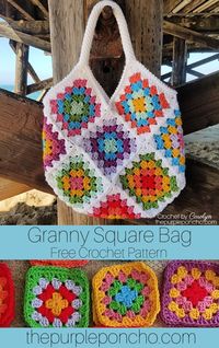 The Granny Square Bag is an on trend crochet purse design and great way to use up leftover yarn or plan out your favorite colors. An easy square, and intermediate JAYGO method to join the squares into the shape, then add a tubular rope handle to complete the look of this pretty bag.