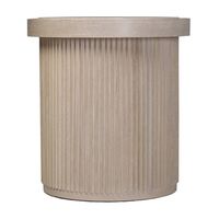 Indulge in luxurious coastal style with our Ribbed Travertine Top Side Table. Crafted from solid oak and featuring a beautiful travertine top and ribbed sides, this round table is finished in a casper oak hue. #natural, #coastal, #accenttable