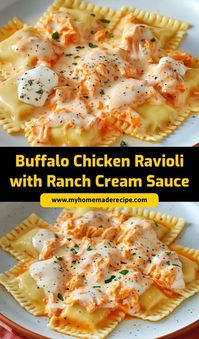 🔥🍗 Most flavorful dinner ever! This Buffalo Chicken Ravioli with Ranch Cream Sauce is creamy, spicy, and packed with bold flavors—my family couldn’t get enough. Perfect for a fun and easy meal!