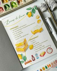 🍋 Lemon Bar Recipe /a commissioned work for my client/ @betsubara.cakes —— #watercolorpainting #watercolour #foodpainting… | Instagram