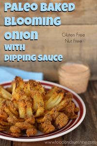 Paleo Baked Blooming Onion with Dipping Sauce made with Otto's Naturals Cassava Flour (Gluten-Free, Nut-Free, Dairy-Free) | Food and Sunshine