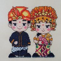 Bali Balinese Wedding Couple Cross Stitc