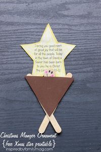 Christmas Manger -BOOK Inspired -ornament craft - with free Christmas star printable --Simple and cute!