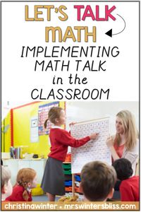 Math talk engages students in rich mathematical conversations. It transforms them from passive to active listeners. It makes them eager to ask questions and provide explanations. This type of communication about mathematics is essential in helping students develop the thinking, self-questioning, and explanation skills they need to master the skills and concepts that are now required by the common core math standards. By Mrs. Winters Bliss #mathtalk #elementarymath