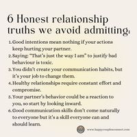 Facing the hard truths about your relationship can be tough, but it's key to building a healthy connection. These 6 relationship truths are behaviours people often struggle to accept, from communication challenges to taking responsibility for actions. Relationship Truths | Communication | Healthy Connection | Responsibility | Relationship Advice