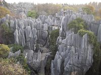 The Stone Forest or Shilin is a notable set of limestone formations located in Shilin Yi Autonomous County, Yunnan Province, People's Republic of China, near Shilin approximately 120 kilometres from the provincial capital Kunming. Since 2007, two parts of the site, the Naigu Stone Forest and Suogeyi Village , have been UNESCO World Heritage Sites as part of the South China Karst.