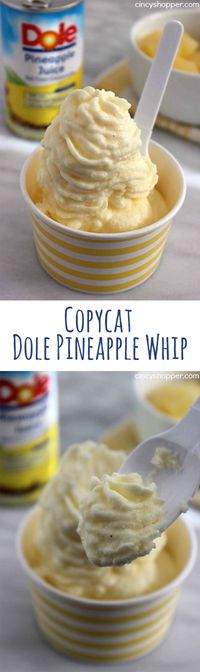 CopyCat Dole Pineapple Whip- No Disney trip is needed to enjoy a dish of this yummy pineapple flavored non-dairy frozen treat. Just a few ingredients are needed.