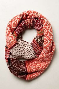 Anthropologie - Fairisle Infinity Scarf (DIY inspiration: find fairisle sweaters of similar colour schemes and piece them together into an infinity scarf) #DIY #Refashion inspiration #T3