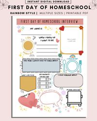 "This listing is for an First Day of Homeschool Interview Printable, Homeschool Planner, Homeschool Planner Printable, Preschool Learning, First Day of School, ,  A4, Letter PDF, Instant Download - Download your purchase instantly - No shipping fees WHO IS THIS LISTING FOR? This planner set is perfect for anyone looking for a fun little questionnaire that will make you smile from ear to ear as you hear what your little one has to say about you. This cute design is easy to print and use. WHAT'S INCLUDED? 2 PDF Files in the following formats - 1 US Letter size (8.5 x 11\") PDF print - 1 A4 size PDF print - 1 A5 size PDF print Please note the planner printable are not editable.  WHAT HAPPENS NEXT? Once you make your purchase your PDF will be available to download straight away under the purch