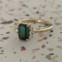 Tourmaline engagement ring unique tourmaline ring emerald | Etsy