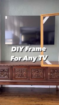 Frame any TV! Supply list is at the link, including this remote receiver, which is a game changer! This is a 65” TV and two trim pieces is exactly enough. Anything larger would need three pieces of trim. What do you think?! Would you try this? #tvframe #diytvframe #frametv #frametvhack #livingroomideas #livingroomdesign