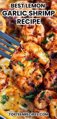 Lemon garlic shrimp is my favorite shrimp recipe. Give me a pound of them, plus 2 or 3 slices of Italian Bread and I’m in heaven! I love baked shrimp, shrimp with pasta, and even shrimp burritos!