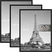 upsimples 12x16 Frame Black 3 Pack, Picture Frames 12 x 16 for Horizontal or Vertical Wall Mounting, Scratch-Proof Wall Gallery Poster Frame