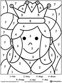 **FREE** Color By Number Queen Worksheet. Printable color by number coloring pages. Perfect for preschoolers to help them develop eye-hand coordination, practice their colors and learn to follow directions. #MyTeachingStation