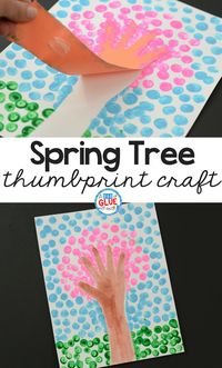 Spring Fingerprint Tree is a simple art project for kids! If you love cherry blossom crafts or season craft, this is perfect for your kindergarten classroom