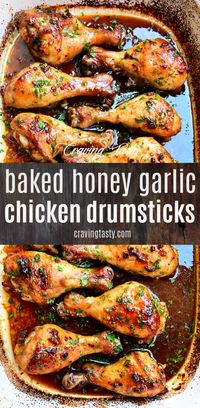 Baked chicken drumsticks that are so good that you will forget any other drumstick recipe! Beautifully browned, richly flavored, juicy and fall-off-the-bone tender. These baked drumsticks are a hit every time. Delicious and so addictive! | cravingtasty.com